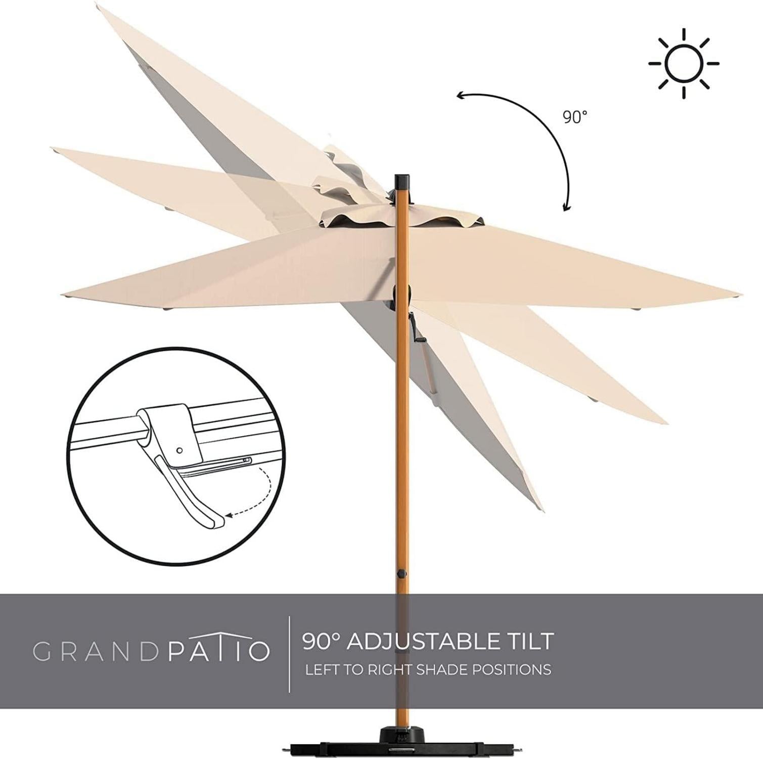 Aluminium Sonnenschirm 300cm mit Kurbelbedienung und UV-Schutz
