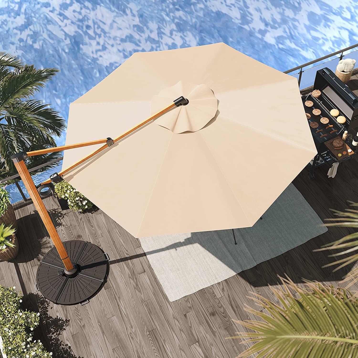 300cm Aluminium Sonnenschirm mit Kurbel, Ampelschirm groß, UV-Schutz