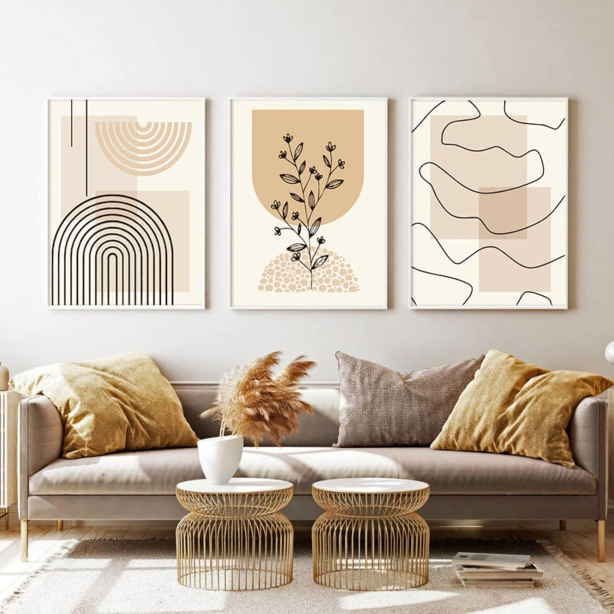 3er Poster Set Beige Modern Boho 50x70cm