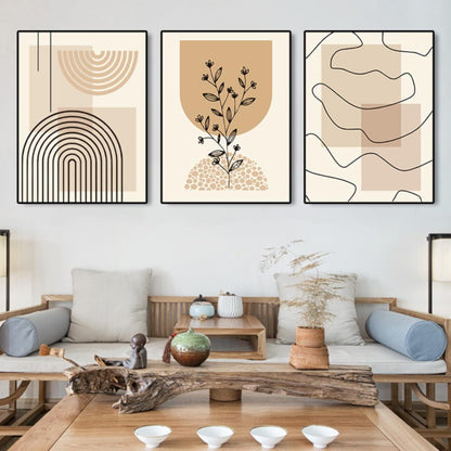 3er Poster Set Beige Modern 40x50cm