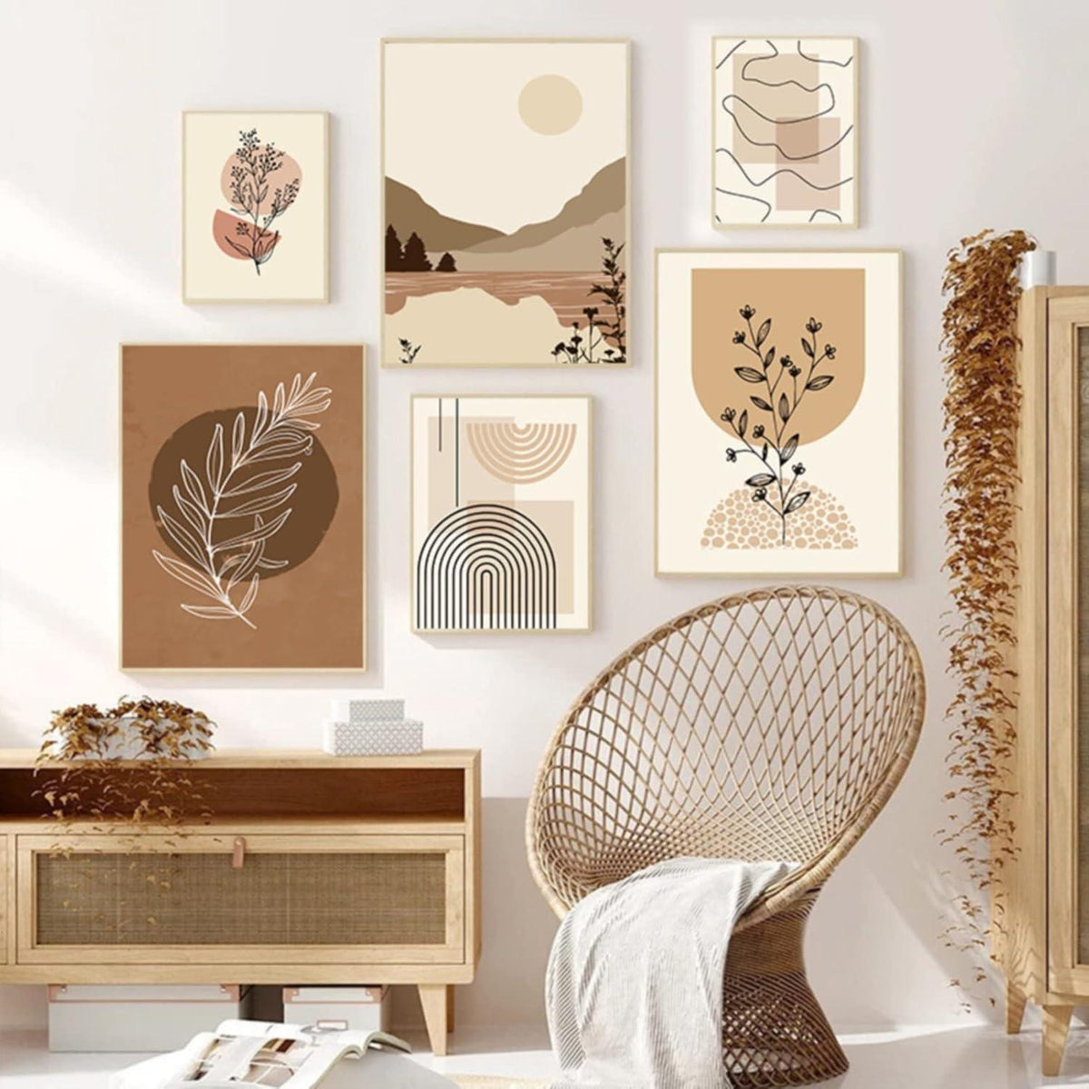 3er Poster Set Beige Modern 40x50cm