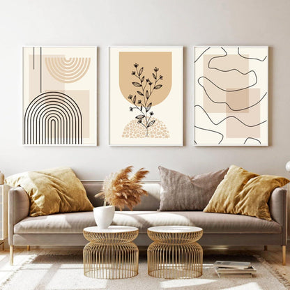 3er Poster Set Beige Modern 40x50cm