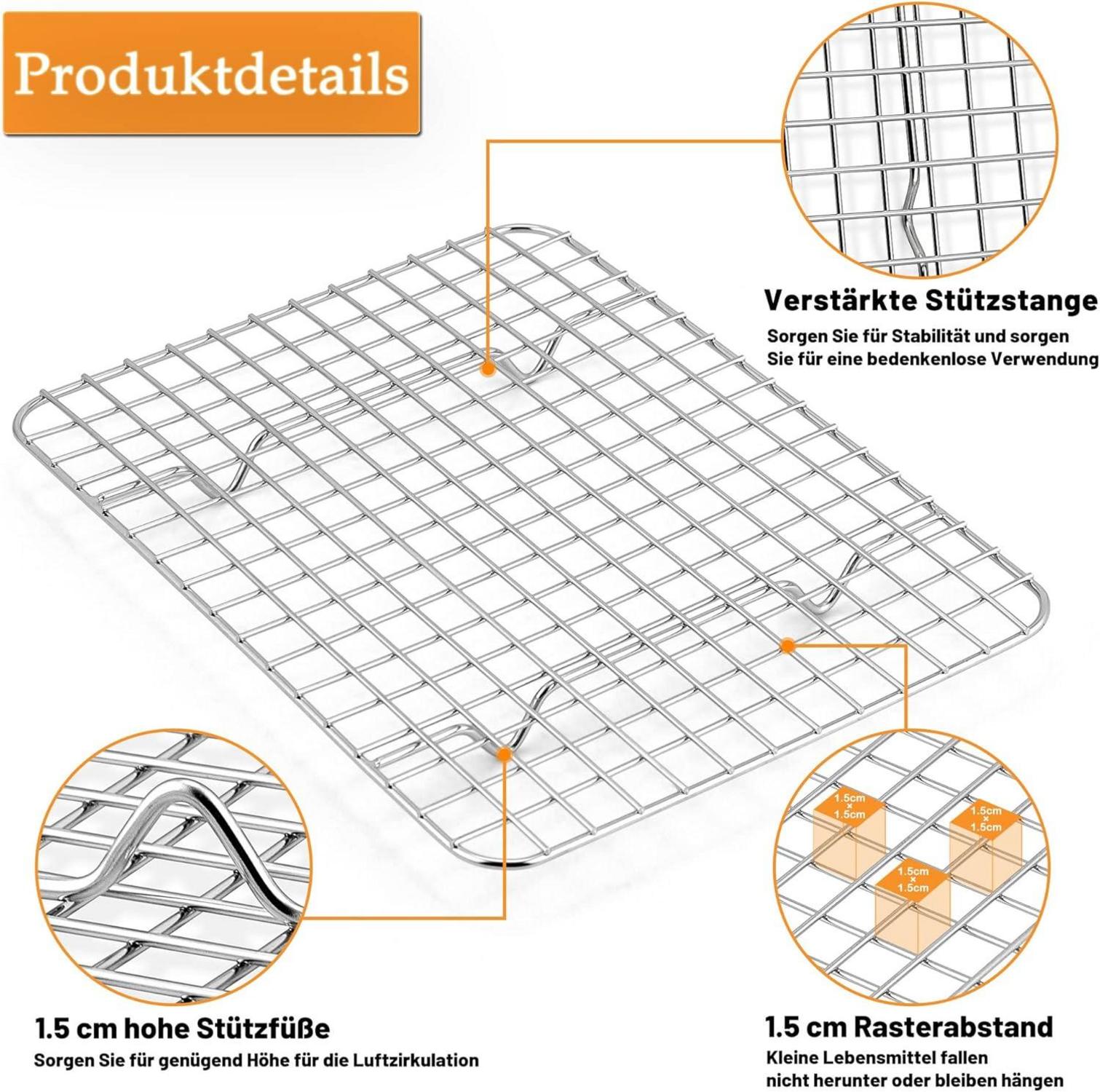Edelstahl Abkühlgitter 2er Set Backgitter Kühlgitter 22cm×16cm×2cm