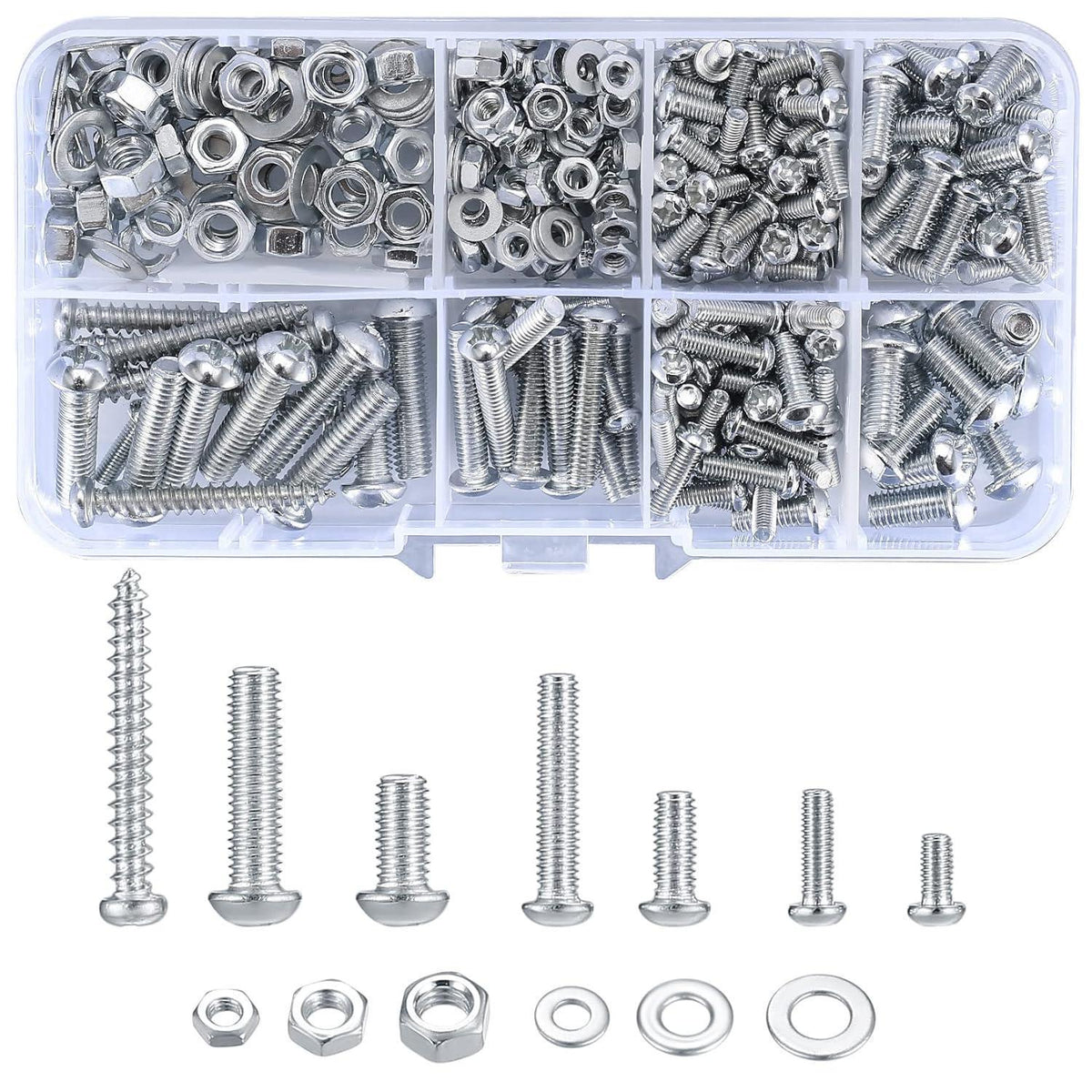 Schrauben- und Muttern-Set M3-M5, 380 Teile, Silber