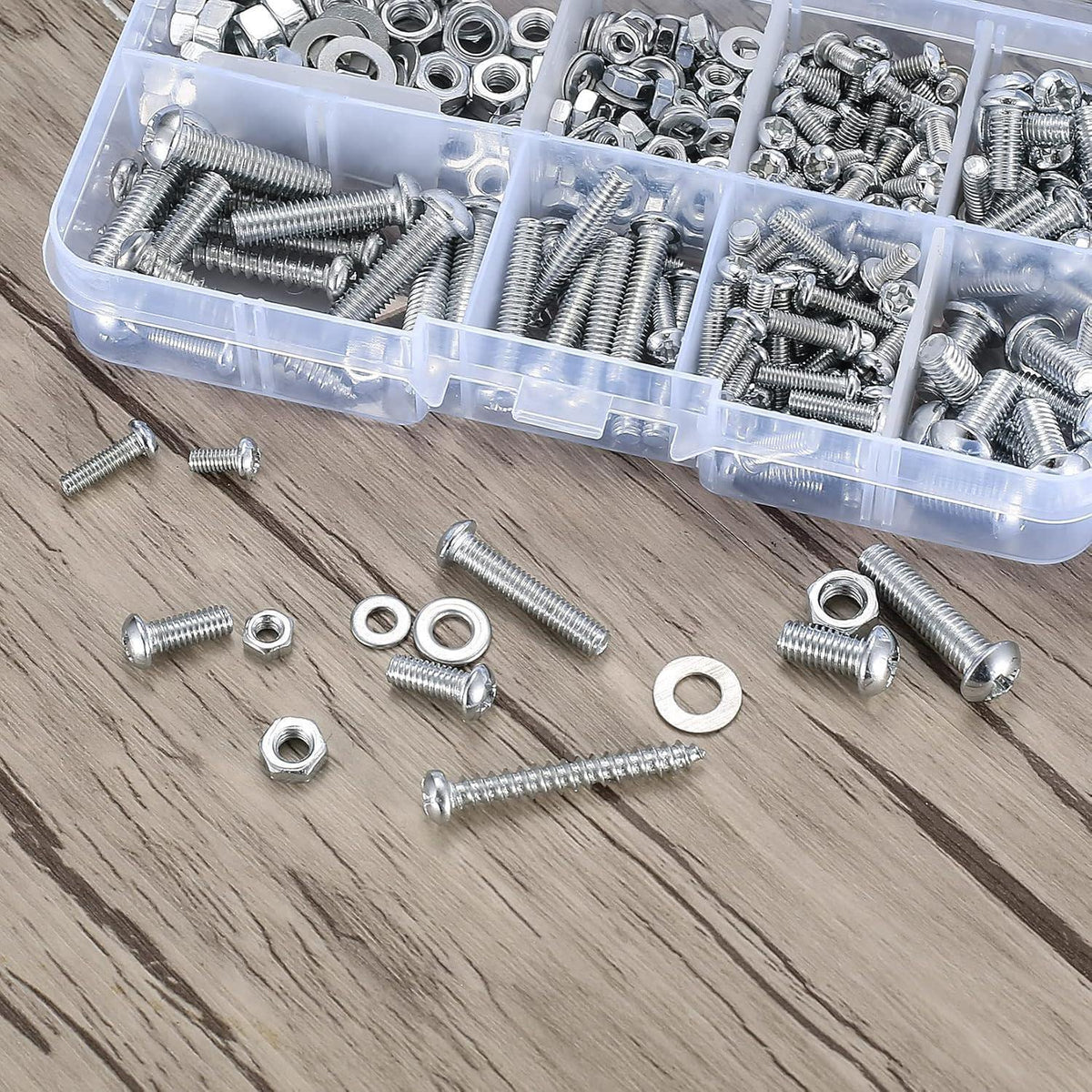 Schrauben- und Muttern-Set M3-M5, 380 Teile, Silber