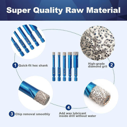 Diamantbohrer Set 10tlg. 6-12mm für Fliesen, Glas, Granit
