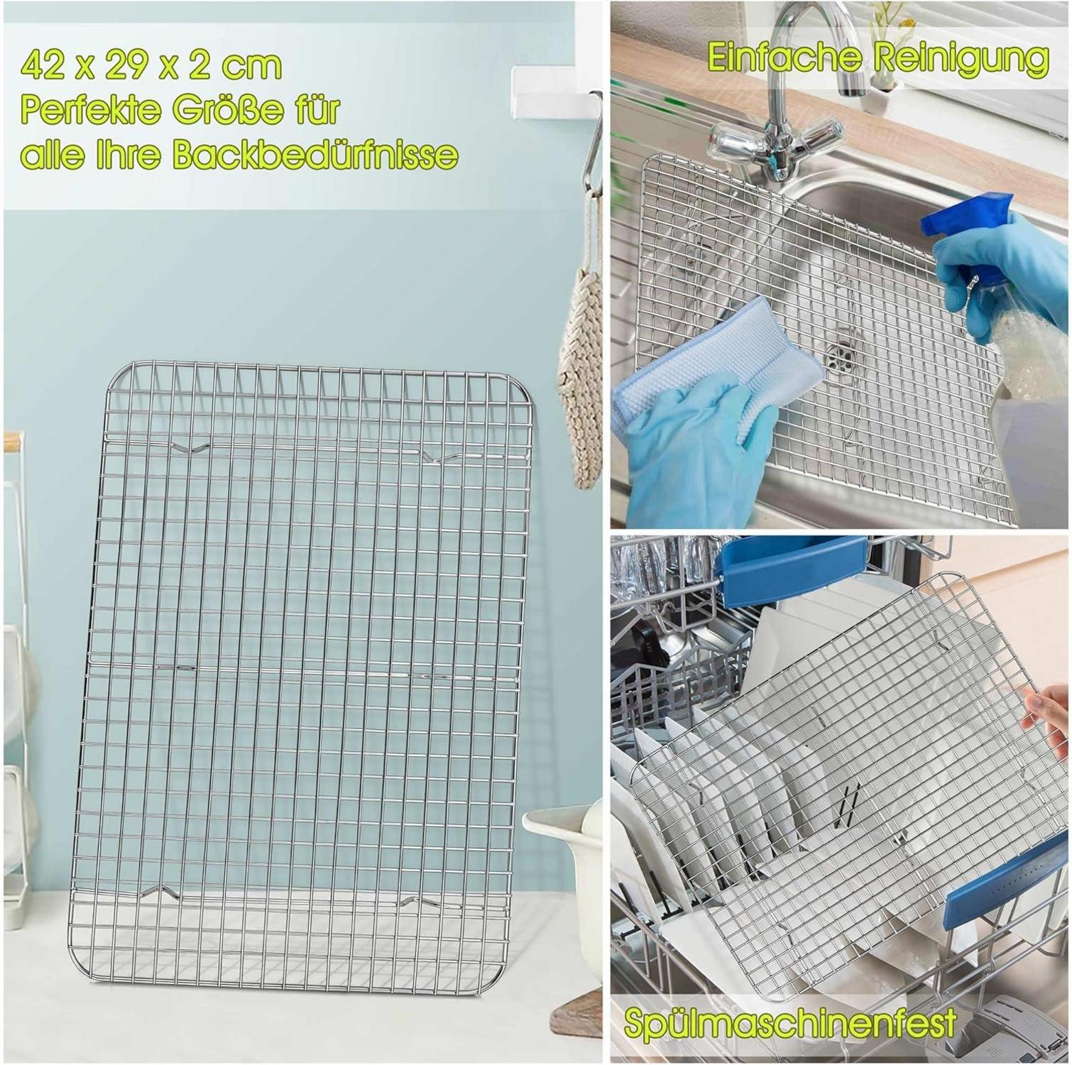 Edelstahl Kuchengitter Set 2er 42x29x2cm Rostfrei