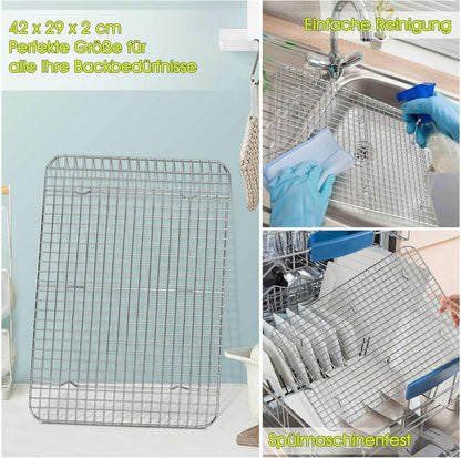Edelstahl Kuchengitter Set 2er 42x29x2cm Rostfrei
