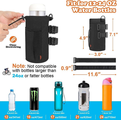 Fahrrad Flaschenhalter 24oz Schwarz Isolierter Getränkehalter mit Netztasche