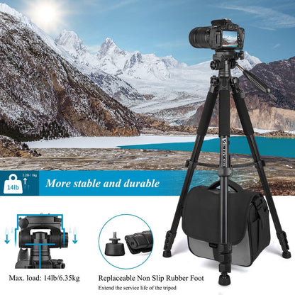 Kamera Stativ 52–185cm Höhe 3-Wege-Kopf Aluminium DSLR Nikon Sony