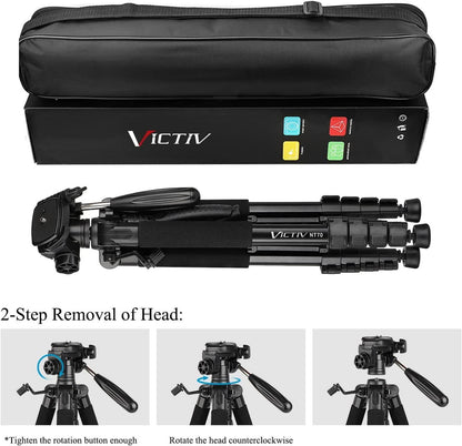 Kamera Stativ 52–185cm Höhe 3-Wege-Kopf Aluminium DSLR Nikon Sony