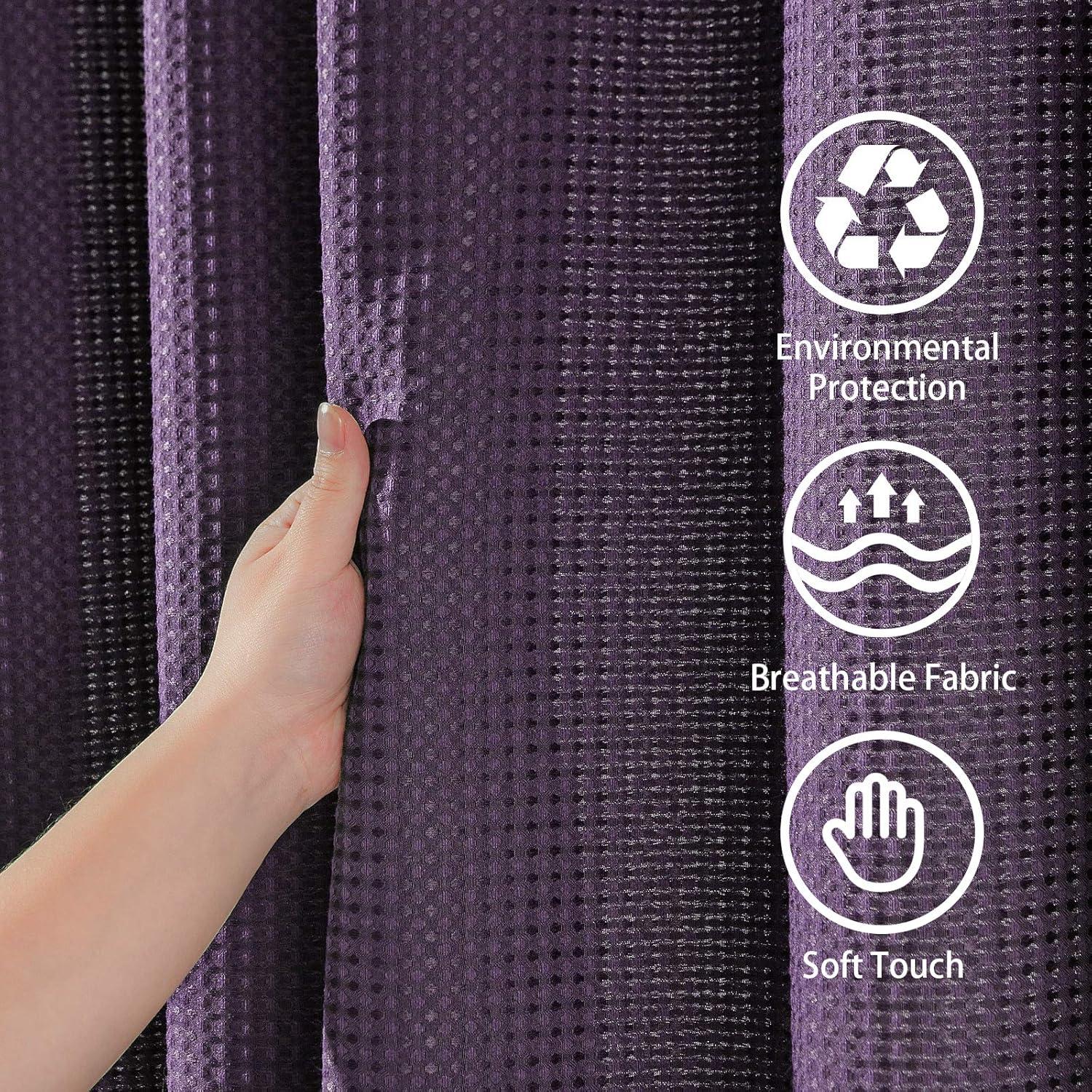 Waffel Duschvorhang Textil Anti Schimmel Wasserdicht 92x182cm Lila