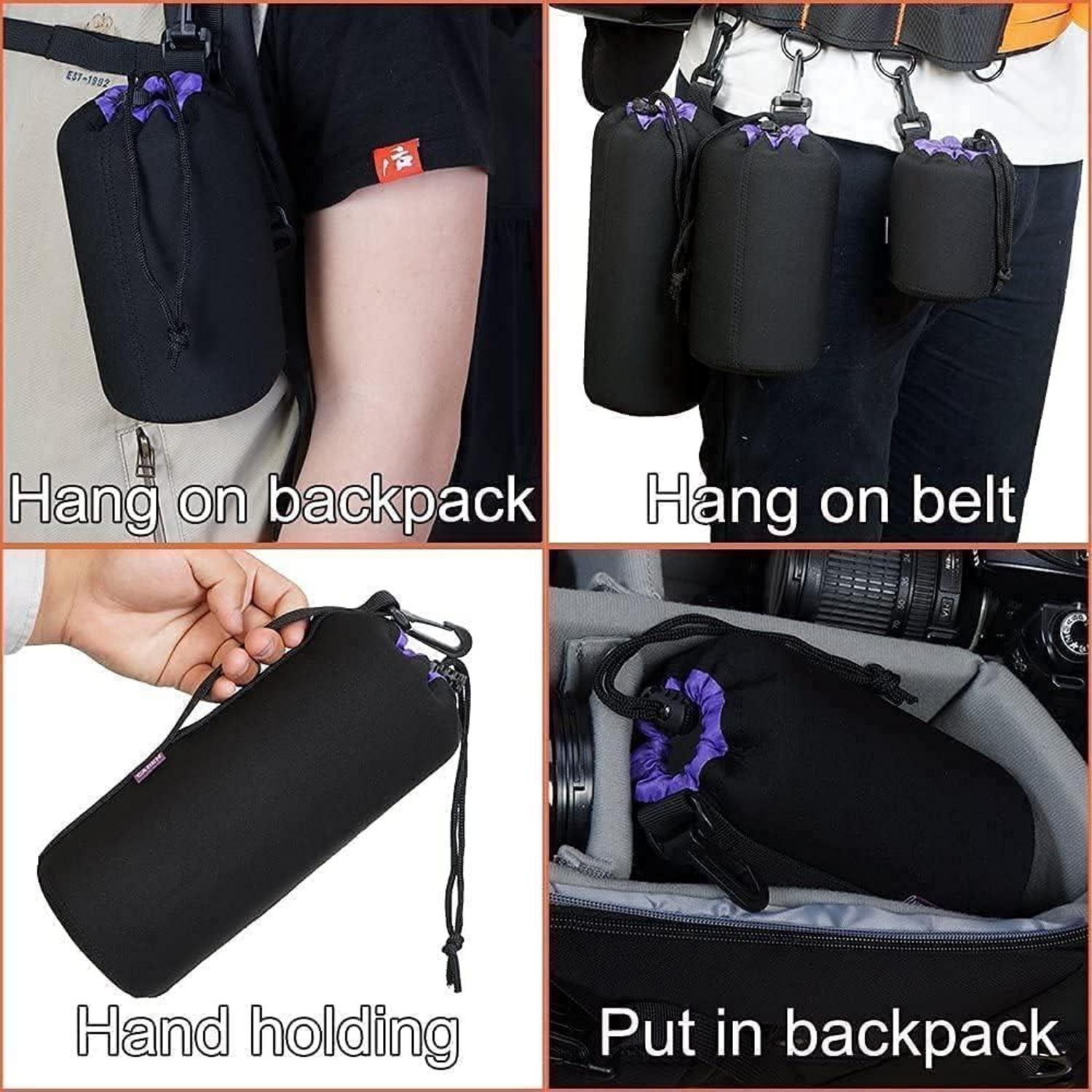 Objektivtasche Set aus Neopren für Kameraobjektive - 4 Größen - Schwarz