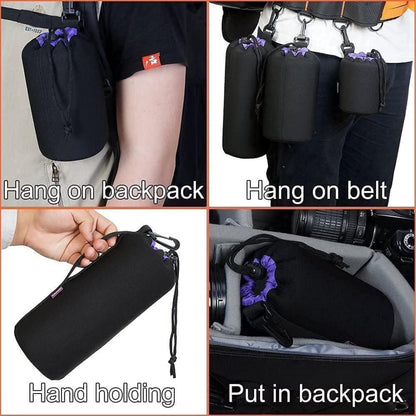 Objektivtasche Set aus Neopren für Kameraobjektive - 4 Größen - Schwarz