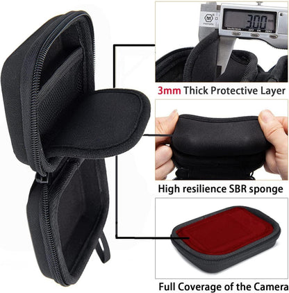Schutzhülle für Digitalkameras Kodak Pixpro Canon Power Shot ELPH 180/190/DSCW830, Kabeltasche Organizer, Schwarz