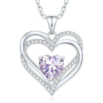 Damen Halskette Herz mit Geburtsstein 925 Sterling Silber