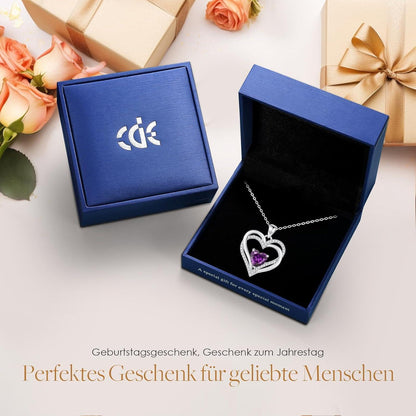 Damen Halskette Herz mit Geburtsstein aus 925 Sterling Silber