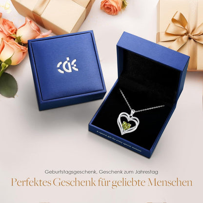 Damen Halskette Herz mit Geburtsstein 925 Sterling Silber
