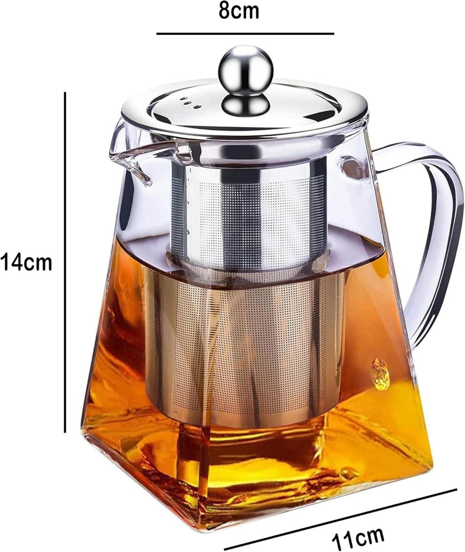 550ml Glas Teekanne mit Edelstahl-Sieb und Deckel