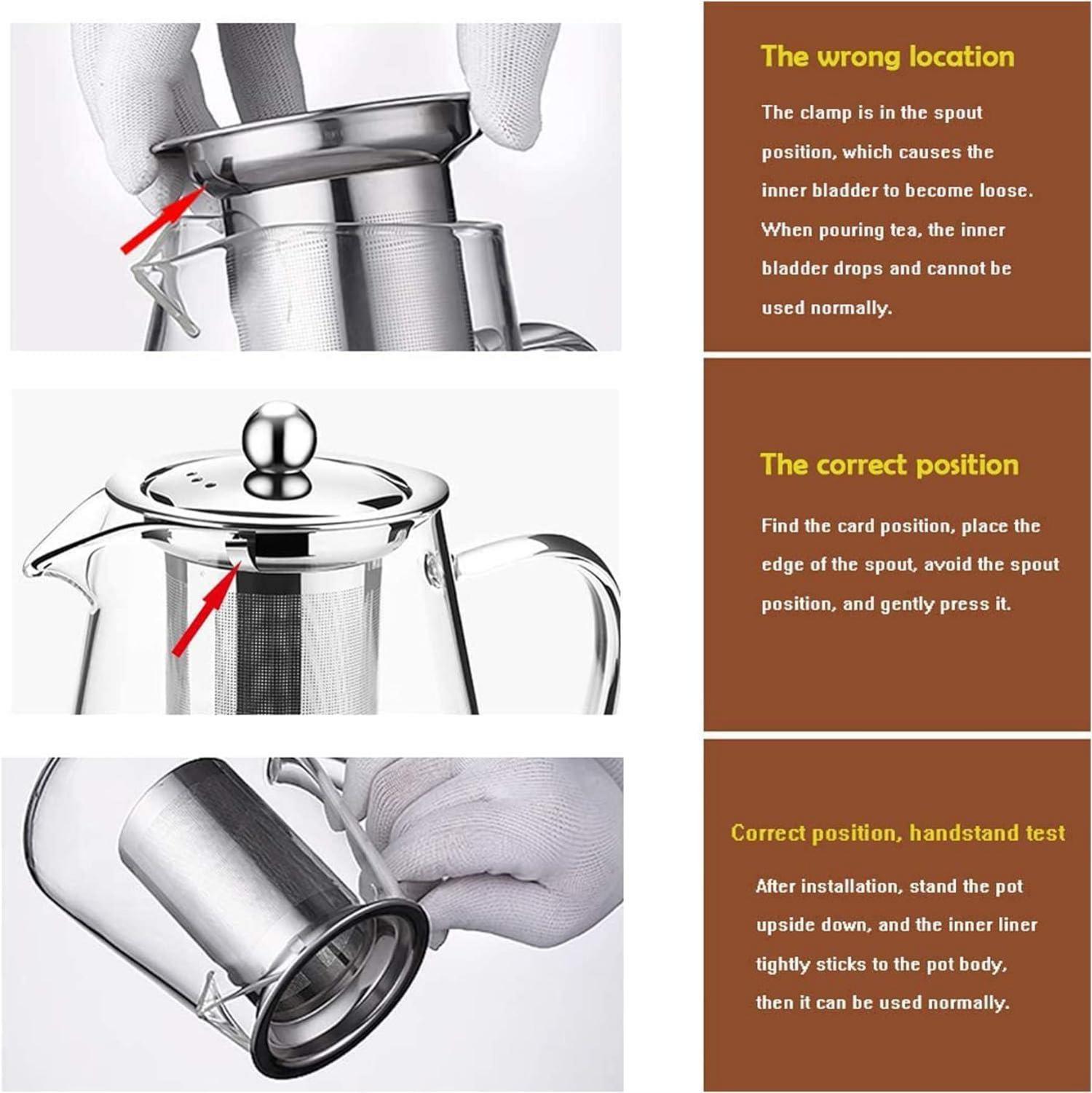 Glas Teebereiter Teekanne Edelstahl-Sieb Deckel Losen Tee Kaffee 550ml