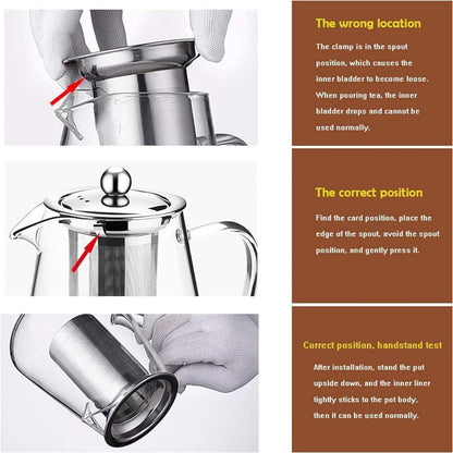 Glas Teebereiter Teekanne Edelstahl-Sieb Deckel Losen Tee Kaffee 550ml