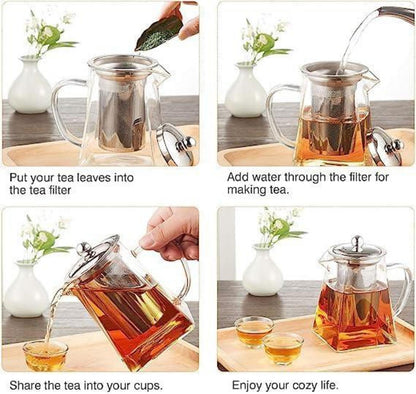 Teebereiter Glas mit Edelstahl-Sieb 550ml, hitzebeständig, transparent