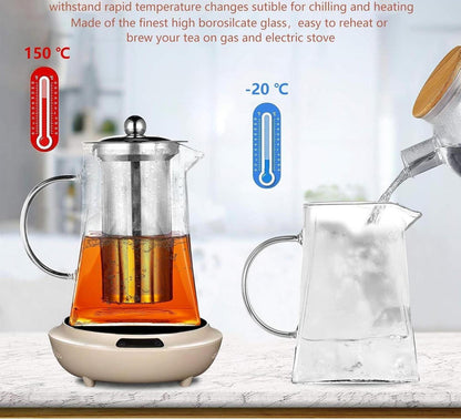 Glas Teebereiter Teekanne Edelstahl-Sieb Deckel Losen Tee Kaffee 550ml