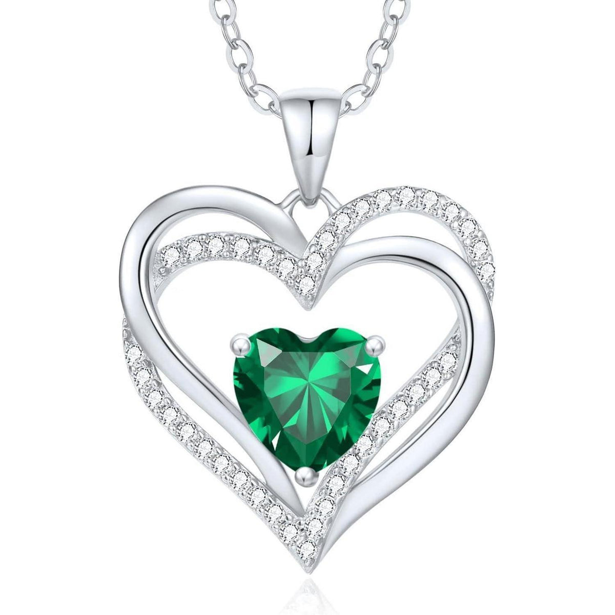 Herz Kette Damen 925 Sterling Silber Geburtsstein Mai