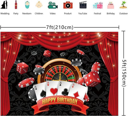 Casino Motto Happy Birthday Hintergrund Spielkarten Würfel Fotografie