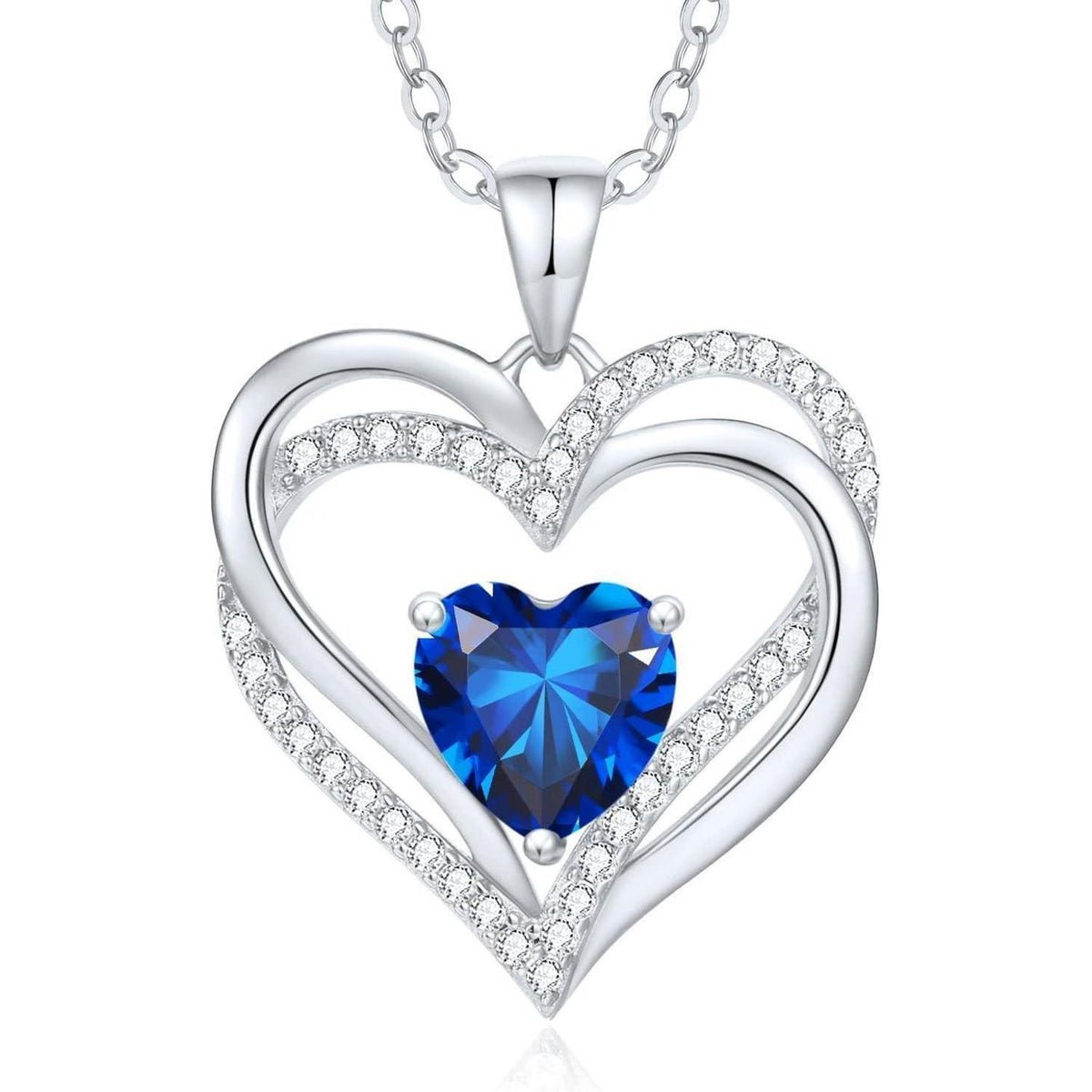 Damen Halskette Herz mit Geburtsstein 925 Sterling Silber
