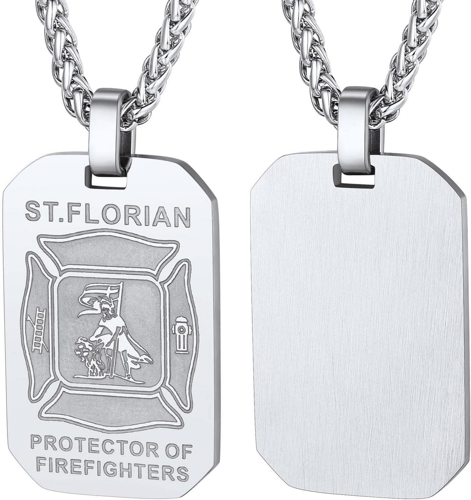 Halskette Heiliger Florian Edelstahl vergoldet Anhänger Kette Amulett