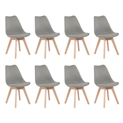 8x Esszimmerstuhl Grau – Retro Design mit Holzbeinen