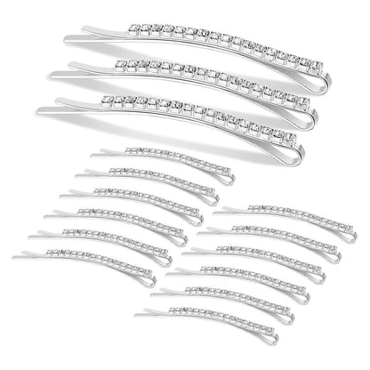 Kristall Haarnadeln Strass Bobby Pin 15 Stück Silber