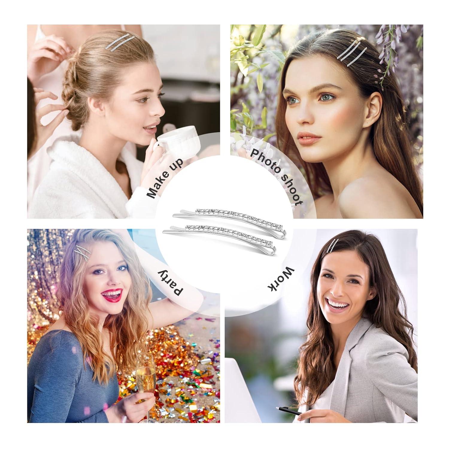 Kristall Haarnadeln Set 15 Stück Strass Bobby Pins Silber Haarschmuck