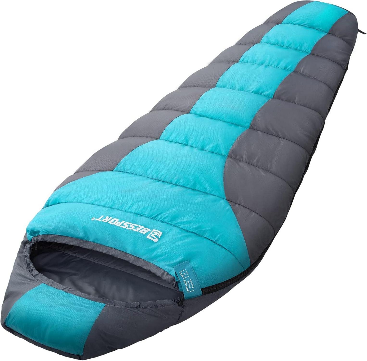 Mumienschlafsack 3 Saison Ultraleicht Camping Trekking Blau