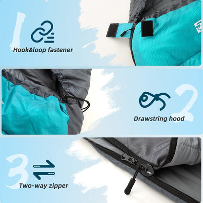 Mumienschlafsack 3 Saison Ultraleicht Camping Trekking Blau