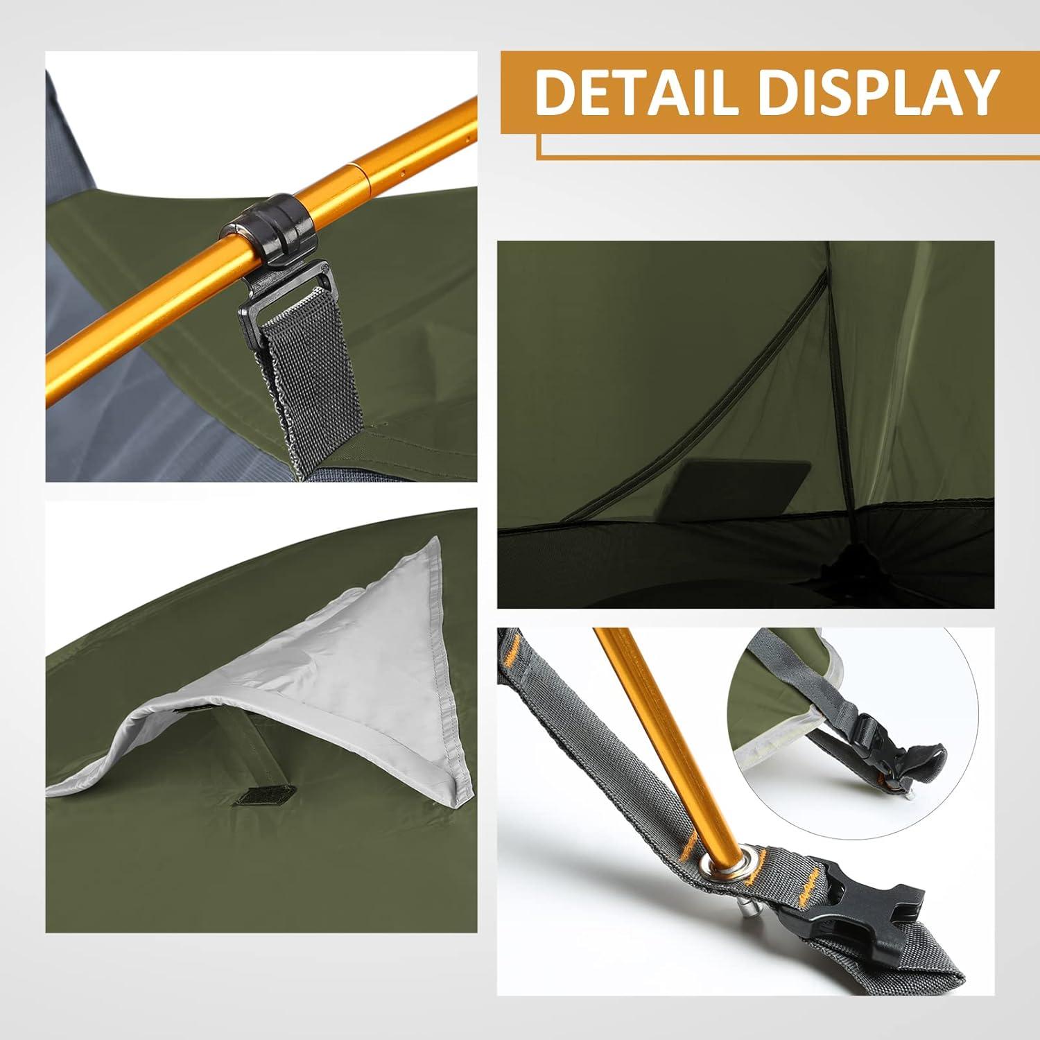 Ultraleichtes Campingzelt für 2 Personen, wasserdicht & winddicht, kompakt, geeignet für Outdoor, Wandern & Camping, grün