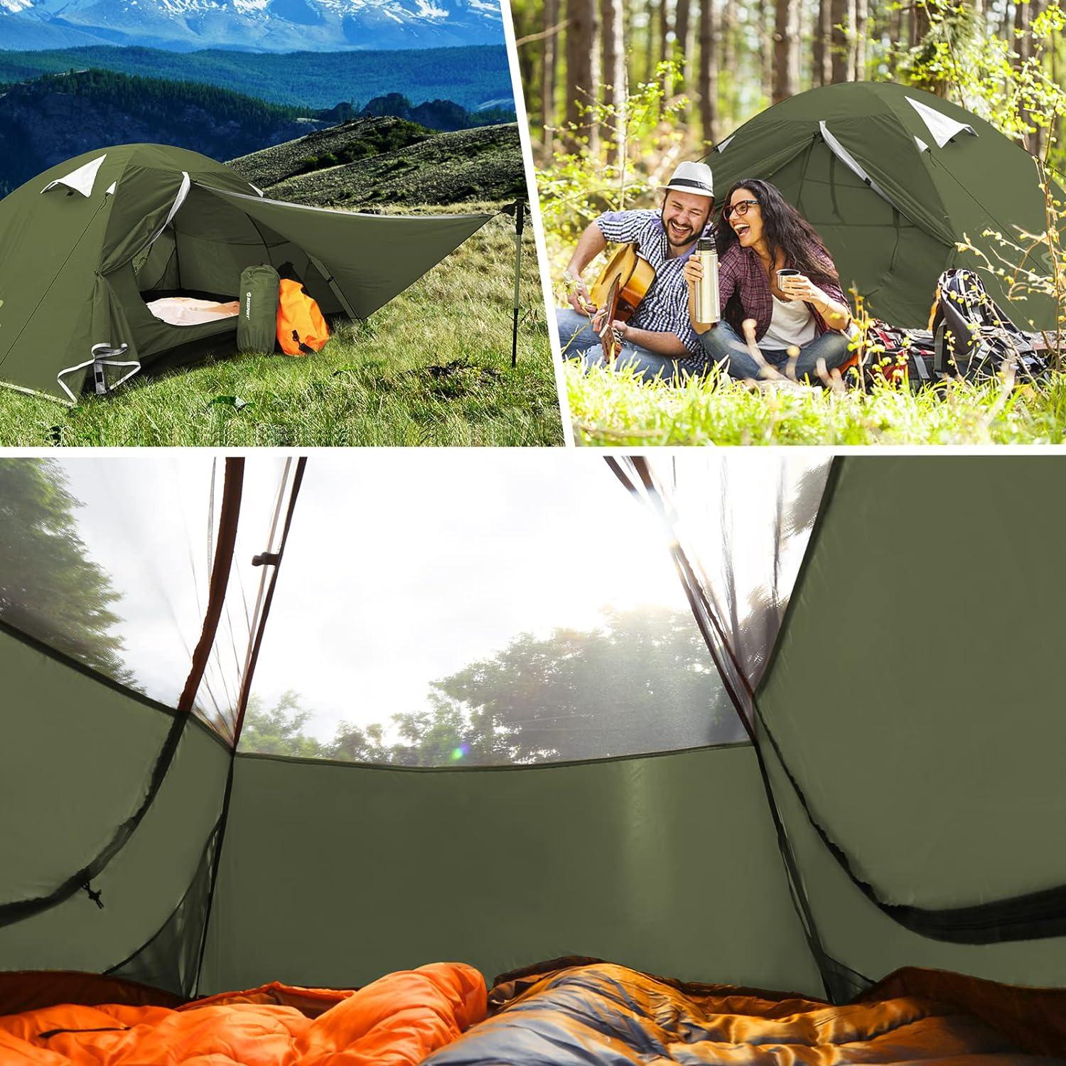 Ultraleichtes Camping Zelt 1 2 3 Personen, Wasserdicht Winddicht Kuppelzelt