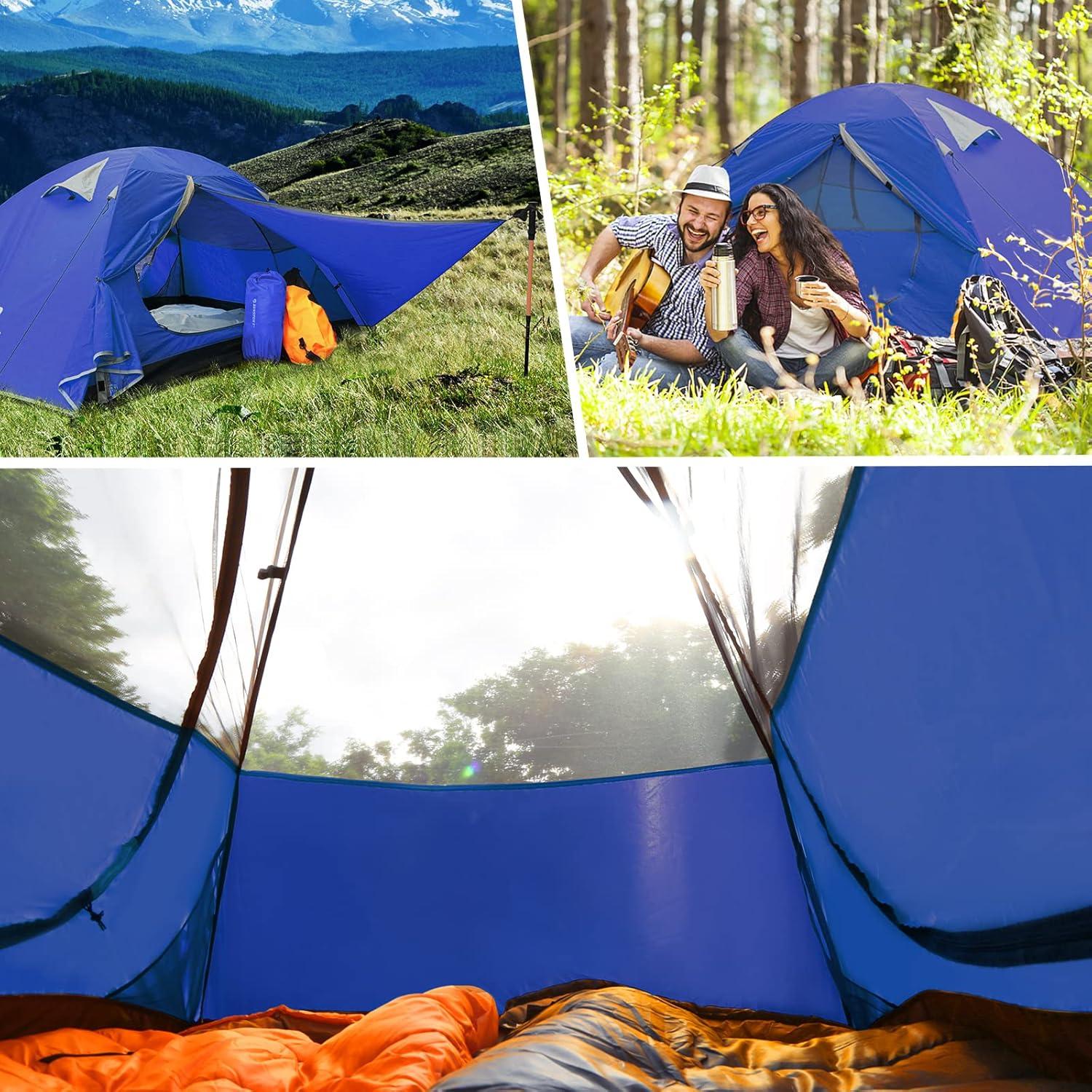 Ultraleichtes Wasserdichtes Campingzelt Kuppelzelt 1-3 Personen Blau
