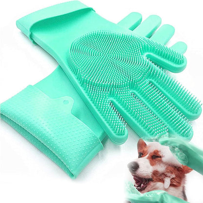 Haustier Grooming Handschuhe Silikagel Bürste Aufhängbares Design