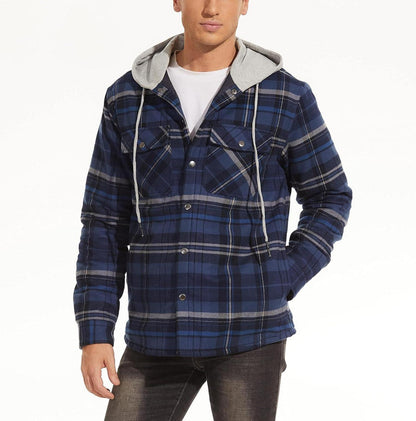 Kariertes Herren Hemdjacke Winter Thermohemd Gefüttert XL