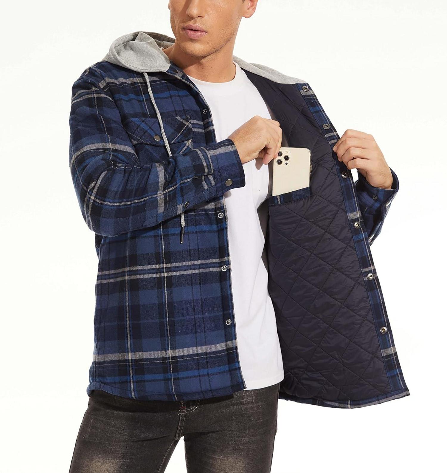 Jacket Herren Jacken Gefüttert Kapuze Thermo Hemdjacke Herren