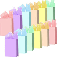 Bunte Geschenktüten mit Seidenpapier, Partytaschen, 12 Stück