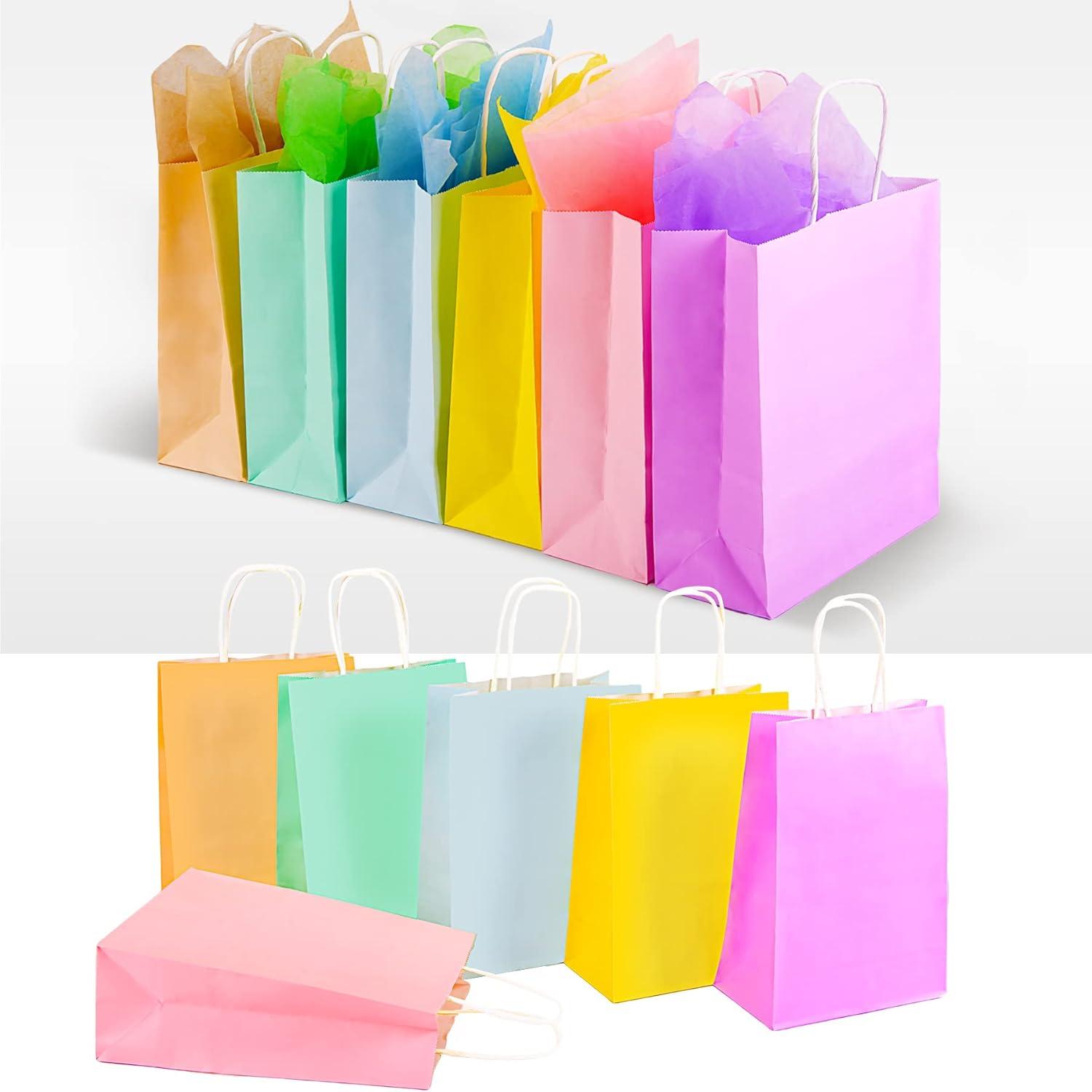 12 Stück Regenbogen Geschenktüten mit Seidenpapier