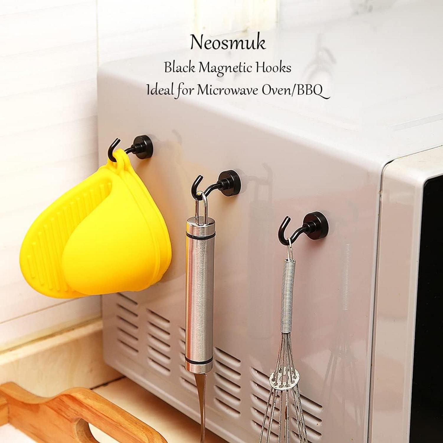 Neosmuk Magnethaken schwarz 10kg Magnet Extra Stark Organizer Werkstatt Haken