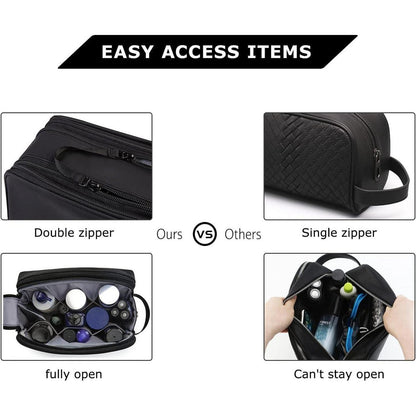 Kulturtasche Herren, Dopp Kit, wasserabweisend, Schwarz-Lederoptik