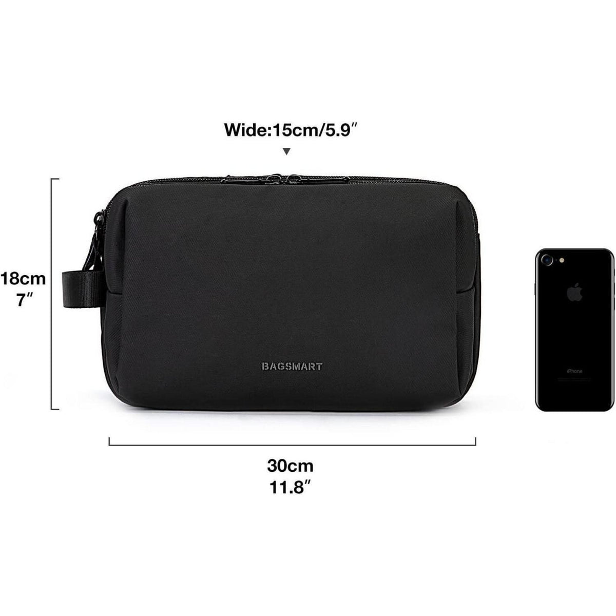 Kulturtasche Herren, Dopp Kit, wasserabweisend, Schwarz-Lederoptik