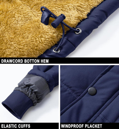 Herren Winter Parka Jacke Outdoor Fleecejacke wasserabweisend Gefüttert XXL