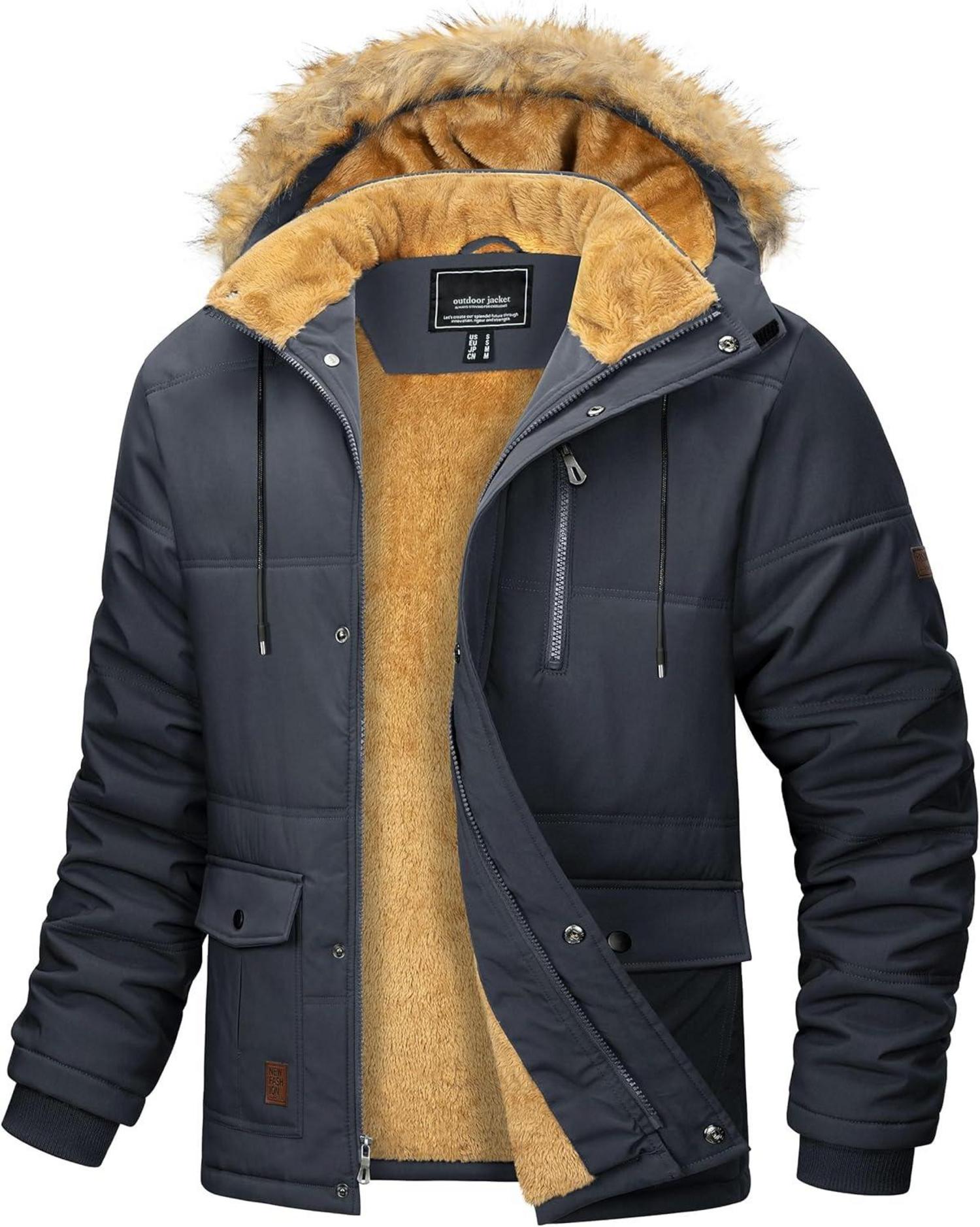 Herren Winter Parka Jacke Winddicht Fleecejacke Outdoor Warme