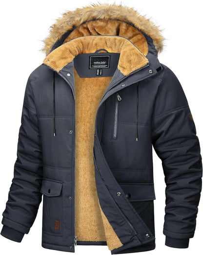 Herren Winter Parka Jacke Winddicht Fleecejacke Outdoor Warme